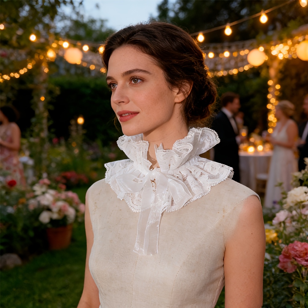 Women's Vintage White Lace Ruffled Collar Necklace